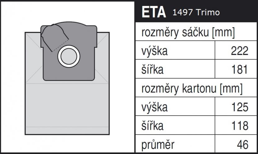Papírové sáčky do vysavače ETA 1497 Trimo