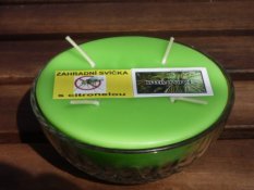Zahradní vonná svíčka ve skle - 4 knoty - borovice