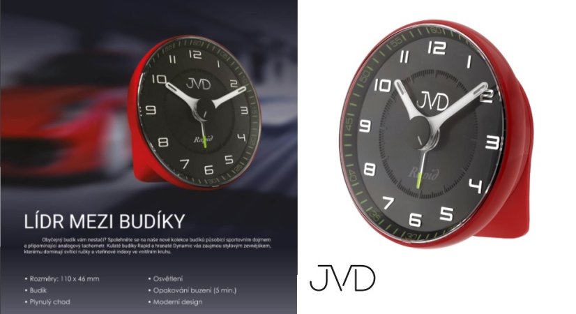 Budík s plynulým chodem JVD SRPC08.2 Rapid