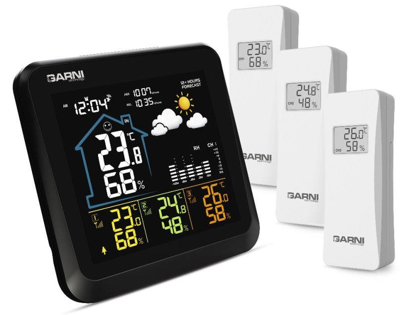 Meteostanice se 3 bezdrátovými čidly Garni 502