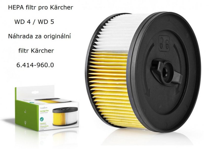 Náhradní HEPA filtr za originální Kärcher 6.414-960.0, pro vysavače Kärcher WD 4, WD 5