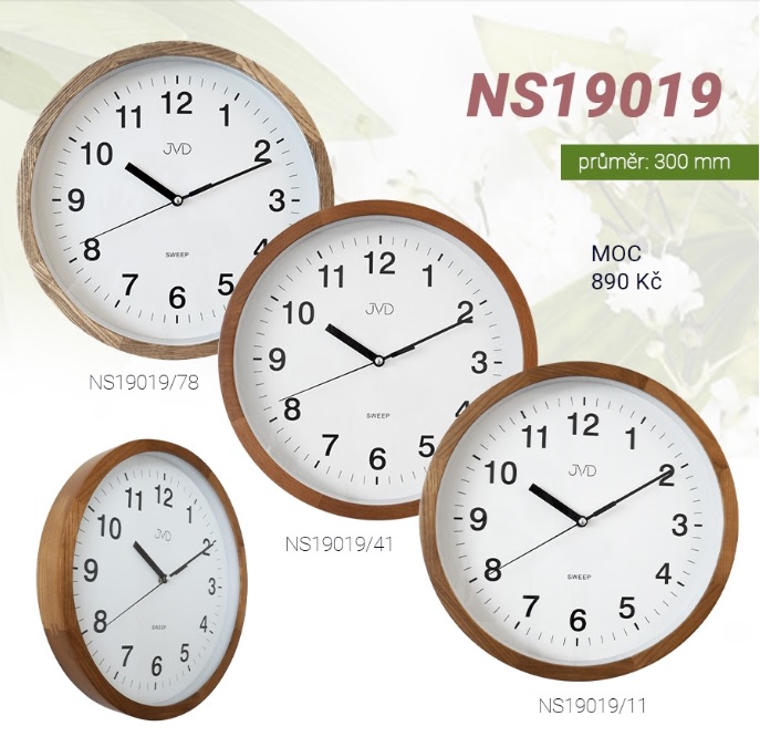 Nástěnné hodiny 30cm s plynulým chodem JVD NS19019/78