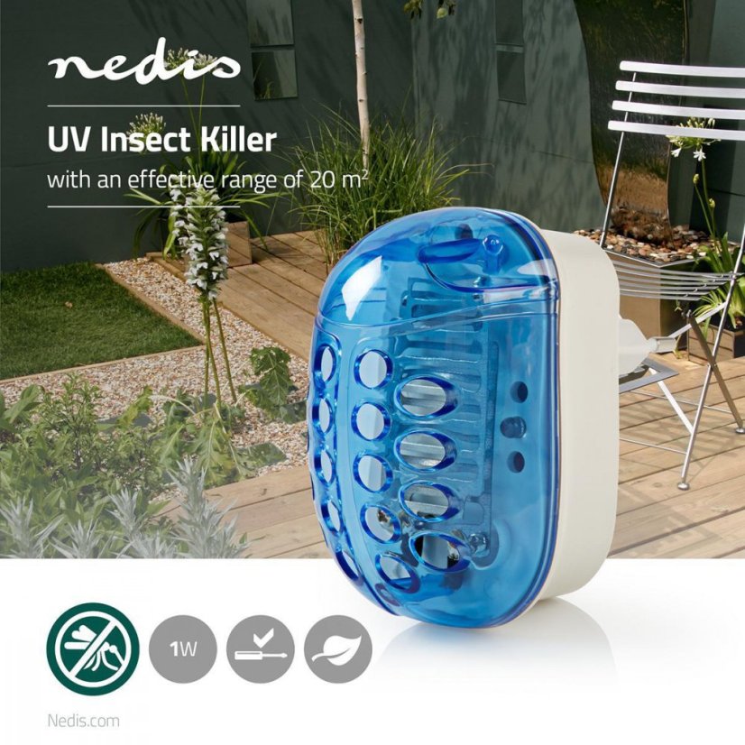 Lapač hmyzu 1W/20m² do elektrické zásuvky Nedis INKI110CBK1