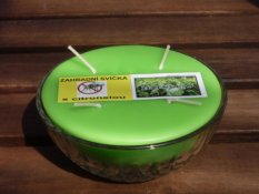Zahradní vonná svíčka ve skle - 4 knoty - zelený čaj