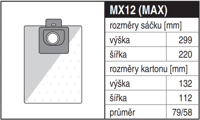 Sáčky do vysavače MX12 Max