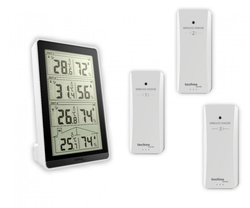 Digitální teploměr s vlhkoměrem TechnoLine WS 7060 se třemi bezdrátovými čidly