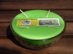 Zahradní vonná svíčka ve skle - 4 knoty - eukalypt