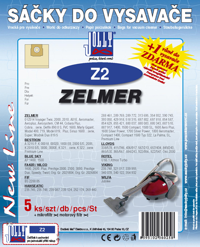 Papírové sáčky do vysavače Zelmer ELF 2, Zelmer ELF II, ELF 323.0