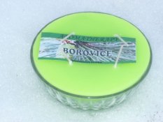 Interiérová vonná svíčka ve skle - miska 4-knotová - borovice
