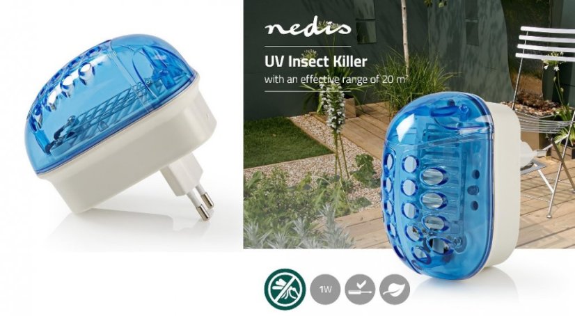 Lapač hmyzu 1W/20m² do elektrické zásuvky Nedis INKI110CBK1