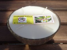Zahradní vonná svíčka ve skle - 4 knoty - vanilka