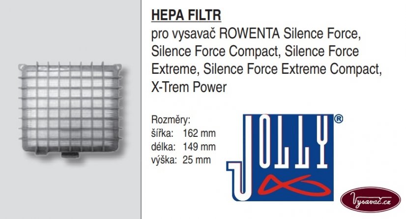 Hepa filtr pro vysavač ROWENTA Silence Force, Silence Force Compact, Silence Force Extreme, Silence Force Extreme Compact, X-Trem Power