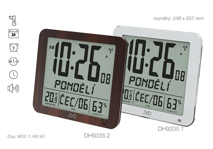 Rádiem řízené digitální hodiny JVD DH9335.2