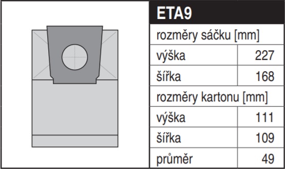 Papírové sáčky do vysavače ETA9