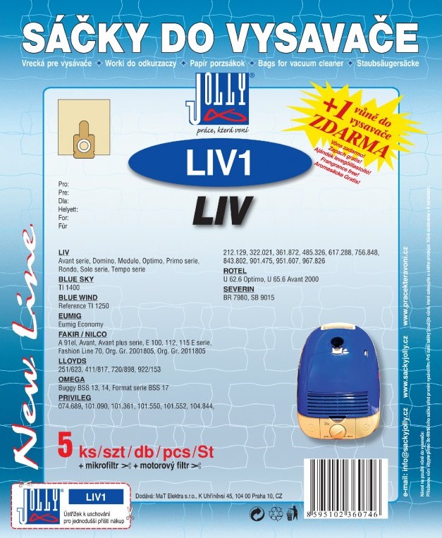 Papírové sáčky do vysavače LIV1