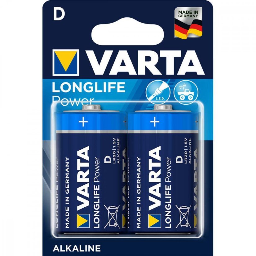 Alkalická baterie Varta Longlife Power typ D, LR20, blistr 2ks