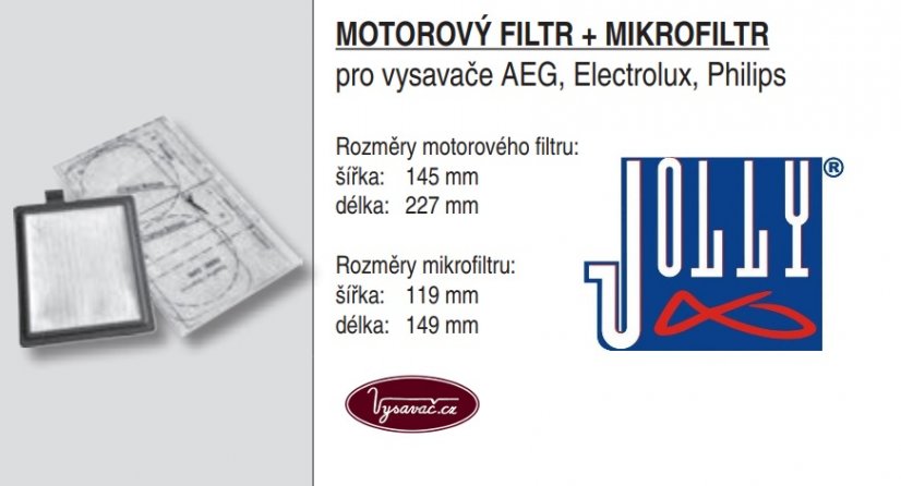 Univerzální motorový filtr + mikrofiltr v rámečku do vysavače Electrolux - Jolly - M3