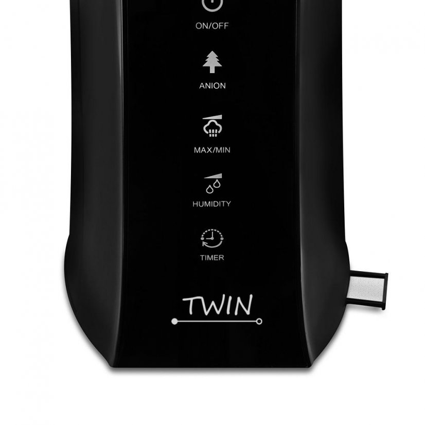 Ultrazvukový zvlhčovač vzduchu s ionizátorem a možností aromaterapie Airbi TWIN - černý