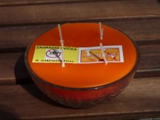 Zahradní vonná svíčka ve skle - 4 knoty - pomeranč