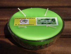 Zahradní vonná svíčka ve skle - 4 knoty - meduňka citrónová
