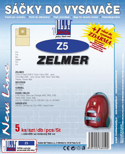 Papírové sáčky do vysavače ZELMER Cobra II Silent 2500.0