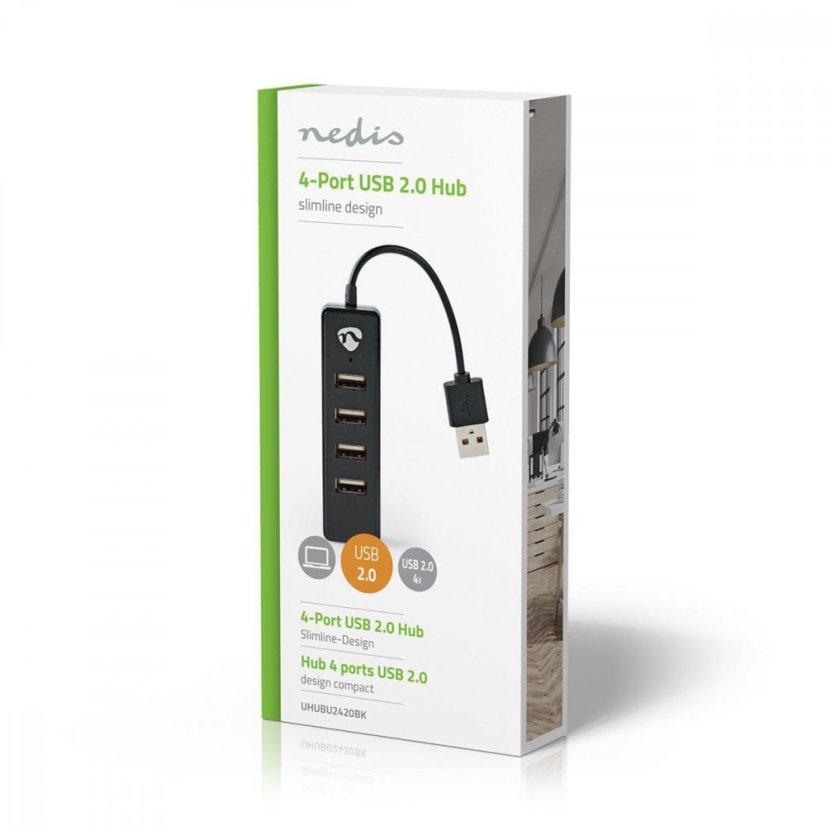Rozbočovač USB Nedis UHUBU2420BK
