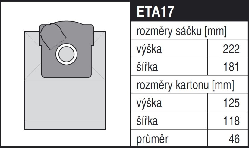 Sáčky do vysavače ETA17 MAX - Jolly - textilní