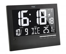 Rádiem řízené nástěnné digitální hodiny s češtinou a automatickým podsvícením TFA 60.4508
