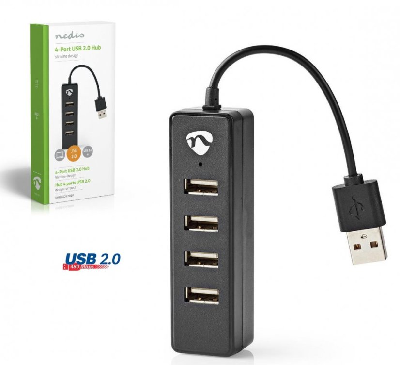 Rozbočovač USB Nedis UHUBU2420BK
