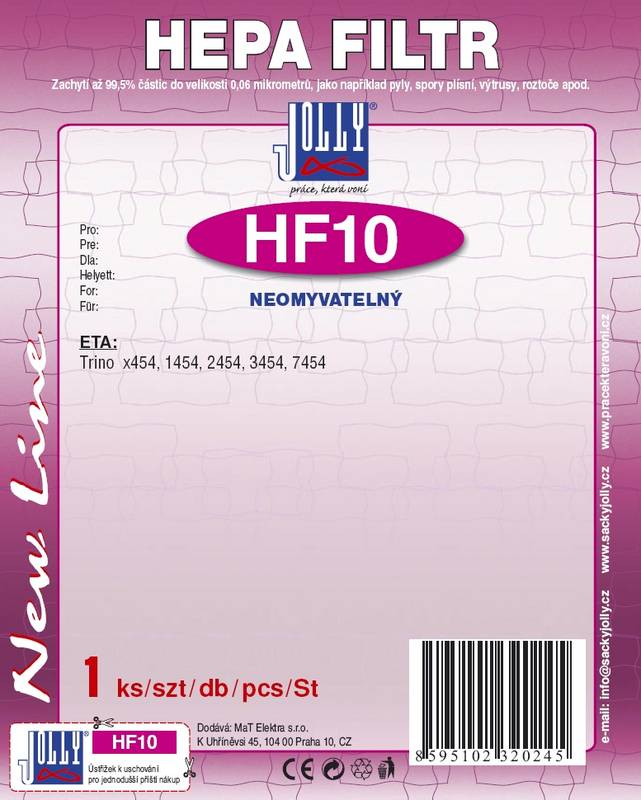HEPA filtr pro ETA Trino x454, 1454, 2454, 3454, 7454, ETA 1497 Trimo - neomyvatelný