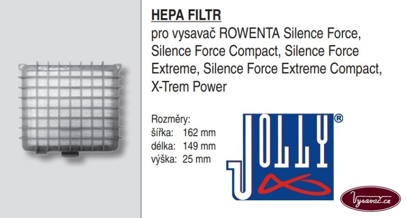 Hepa filtr pro vysavač ROWENTA Silence Force, Silence Force Compact, Silence Force Extreme, Silence Force Extreme Compact, X-Trem Power