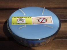 Zahradní vonná svíčka ve skle - 4 knoty - antitabák