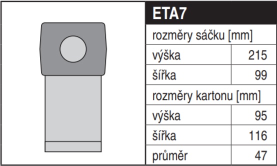 Papírové sáčky do vysavače ETA 1426, ETA 1427, ETA 1428