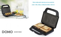 Sendvičovač na 2 XL sendviče - nerez - DOMO DO9195C