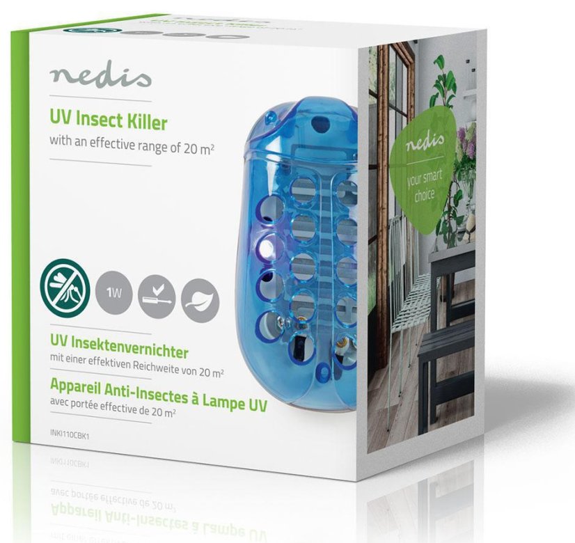Lapač hmyzu 1W/20m² do elektrické zásuvky Nedis INKI110CBK1