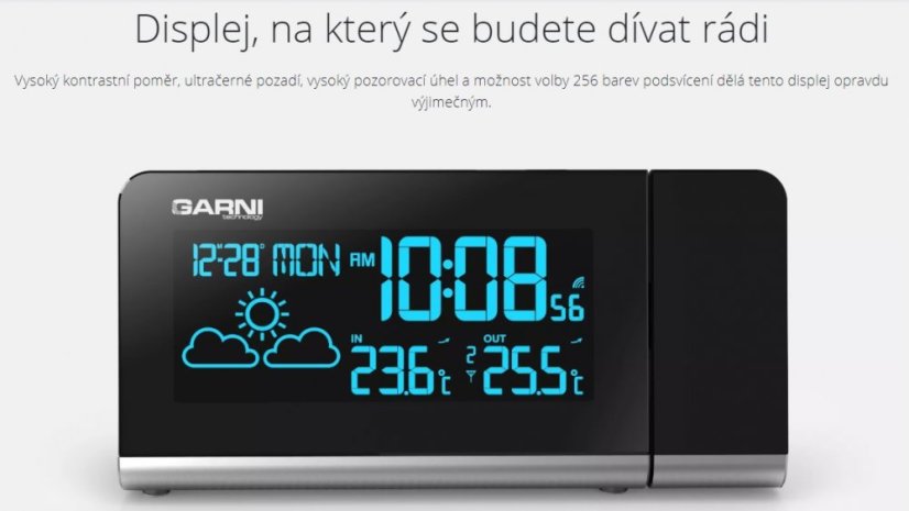 Digitální budík s projekcí času a vnitřní teploty GARNI 165 Arcus