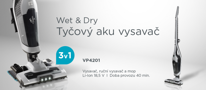 Tyčový aku vysavač 3 v 1 Wet and Dry 18,5 V Concept VP4201