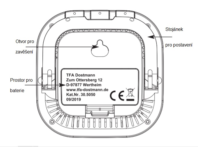 Digitální teploměr s vlhkoměrem TFA 30.5050.01 - černý