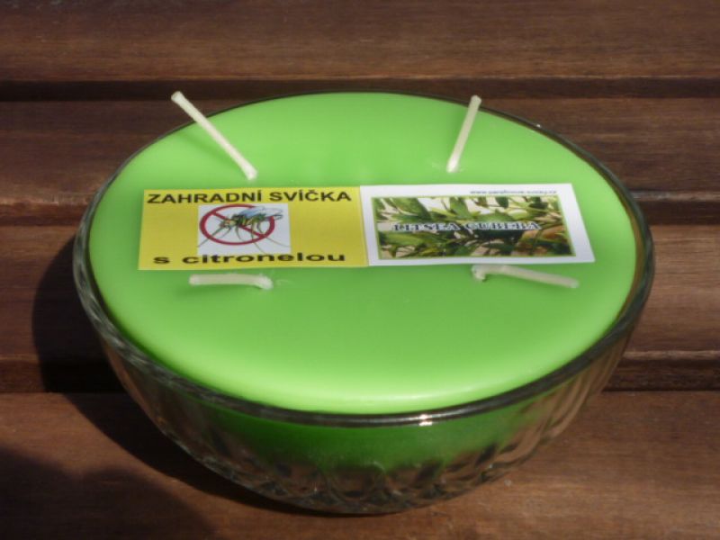 Zahradní vonná svíčka ve skle - 4 knoty - litsea cubeba