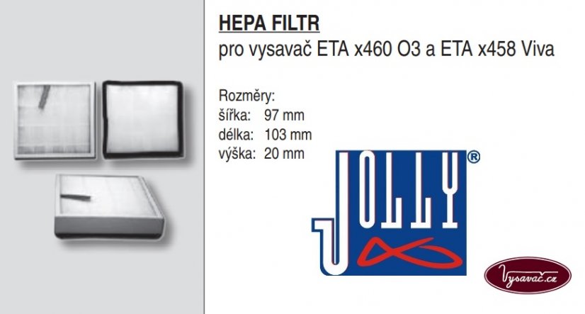 Hepa filtr pro vysavač ETA x460 O3, x458 Viva, Oxygene