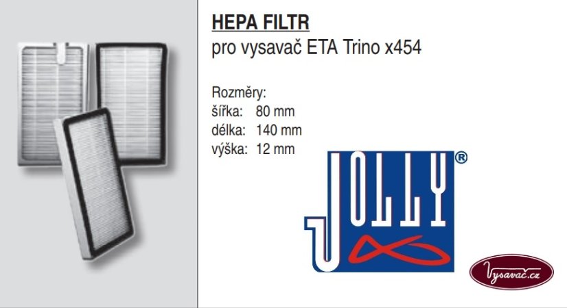 HEPA filtr pro ETA Trino x454, 1454, 2454, 3454, 7454, ETA 1497 Trimo - neomyvatelný